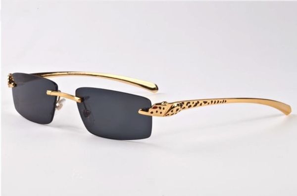 Avec boîte 2020 mode lunettes de soleil or argent alliage métal léopard cadre hommes femmes corne de buffle lunettes clair lentille lunettes de soleil