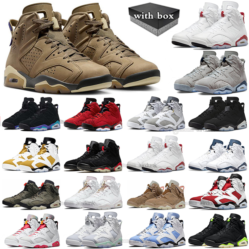 Met doos 6s jumpman 6 basketbalschoenen heren dames 6s Toro Bravo Aqua Yellow Ochre Cool Grey Chrome Metallic Silver UNC White Carmine heren trainers sport sneakers