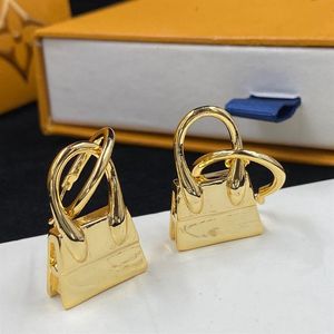 Con caja 2022 Mujeres Diseñadores Stud Bag Diseño 18k Pendientes de lujo chapados en oro Pendientes de aro Pendiente de boda Niñas Gift294e