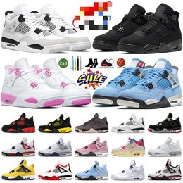 4 Basketbalschoenen Heren Dames Jumpman 4s Black Cat Militaire Zwart Rood Cement Thunder University Blue Pine Green Bred Olive Heren Trainers Sportschoenen