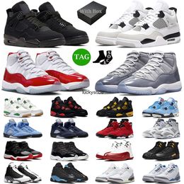 Avec boîte 4s Chaussures de basket-ball Hommes Femmes Jumpman Black Cat Pine Green 5s UNC 6s Toro Bravo 11s Cherry Cool Grey 12s Black Taxi 13s Playoffs Baskets pour hommes Baskets