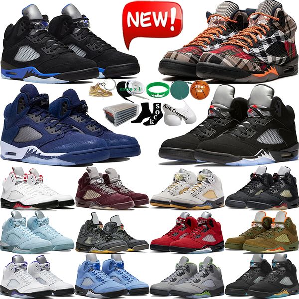 Con caja 5 5s Zapatos de baloncesto para hombres Mujeres Midnight Navy Olive Racer Blue Aqua Metallic Paris UNC Georgetown Oreo Dusk Hombres para mujer Deportes al aire libre Zapatillas de deporte Tenis