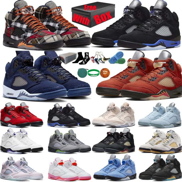 Avec boîte 5 Chaussures de basket-ball pour hommes Femmes 5s Racer Blue Bird Concord Aqua Midnight Navy Georgetown Plaid Green Photon Dust UNC Wings Baskets de sport pour hommes