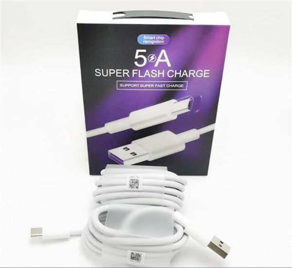 Con caja 5A Super Charge Cables de carga rápida tipo C USB-C para Huawei Mate 20 P30 Nova 5 Pro P20 P10 lite/Plus