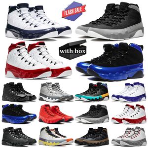 Avec box 9 9s chaussures de basket-ball élevés noirs bleu anthracite cool gris espace jam universitaire or chili les hommes de sport