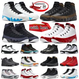 Avec Box 9 9s chaussures de basket-ball poudre bleu baskets feu rouge lumière olive racer bleu Bred anthracite baskets pour hommes chaussures de plein air