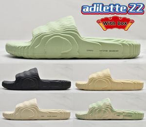 Met doos Adilette 22 Slide Beach Sandals Designer Slippers Men Dames schoenen Zwart Bot Wit Woestijn Sand Gray Lime Luxe 8708553