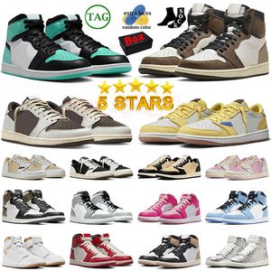 Top Quality 2024 avec boîte Jump Man 1 Chaussures de basket-ball 1s Canary Low Reverse Mocha x Black Phantom Bred High UNC Mens Women Trainers Sneakers Big Taille 13