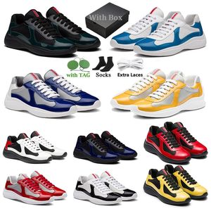 Avec Box America Cup XL Toe Round Green Black Casual Chores Patent Le cuir en cuir breveté Nylon Trainers pour hommes Chaussures Sneakers CloudBust Thunder Men Men Lace-Up Sneaker No53