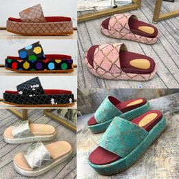 Designer slippers mode dikke bodem sandalen letter borduurglaasjes dames platform wiggen sandaal strand hoge hak 35-42EXWP#