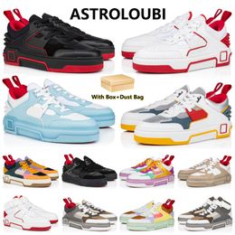 Met doos ASTROLOUBI Designer Casual Schoenen Luxe Trainers platform Casual Sneakers Zwart Rood Overlays Canvas Leer Letter klinknagel Heren Dames Joggen Wandelschoen