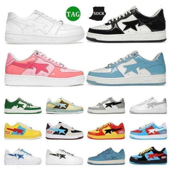 con caja Bapestar Zapatos Stas Bapestass Sk8 Bajo Mujer Negro Blanco Camo Azul Verde Rosa Gamuza Beige Borgoña Gris Cuero Para hombre Entrenadores para mujer Al aire libre s