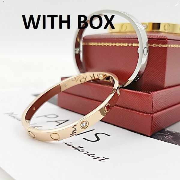 Avec boîte Bracelet bijoux de créateur mode bracelet en or femmes bracelets de luxe pour hommes marque 6 mm en acier inoxydable 4 pierre AAA