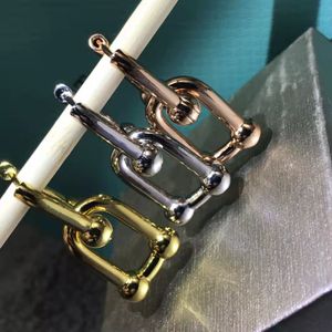 met doos merk bengelen kroonluchter ontwerper mode eenvoudige u-vormige hanger oorbellen goud zilver rose goud voor vrouwen feest