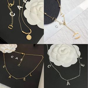 Avec boîte marque bijoux pendentif de créateur pour femmes longue chaîne plaqué or collier étanche ne se décolore pas noir constant