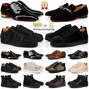 Met doos goedkope hoogwaardige luxe designer schoenen rode bodem heren schoenen bruiloft trouwjurk schoenen gemaakt in Italië Loafers bord-formaat trainers sneakers