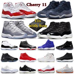 con Box Cherry 11 Scarpe da basket 11s Uomo Donna Sneakers Midnight Navy Pure Violet Cool Grey Cap e abito Bred Jumpman 11 Athletic