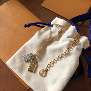 met doos paren merknaamplaatje gouden ketting vrouwelijke cadeau mode-sieraden ontwerper hanger Mplk