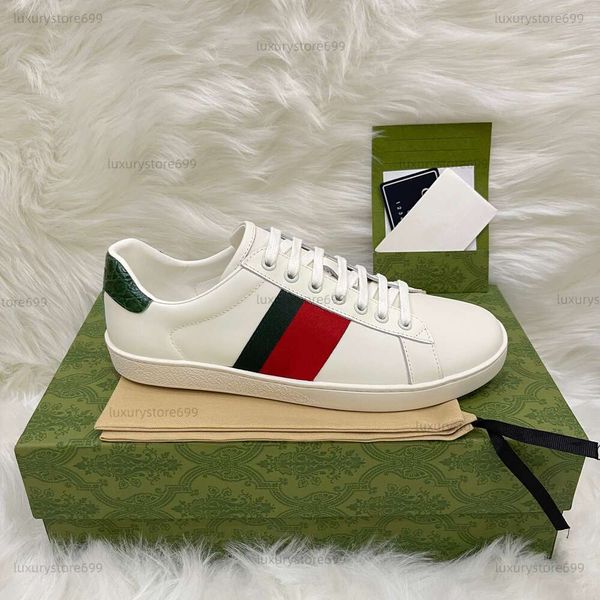 Avec la boîte Designer Casual Chaussures Abeilles Ace Baskets Low Hommes Femmes Chaussures Haute Qualité Tigre Brodé Noir Blanc Vert Rayures Marche SneakersRT