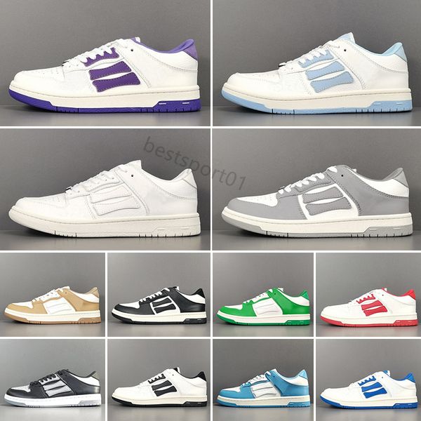 Avec Box Designer Casual Chaussures Skel Top Low Leather Sneaker Hommes Femmes Light Bone Shoe Blanc Lilas Lime Bleu Rose Orange Pupple Noir Baskets Marque De Mode Chaussure B4