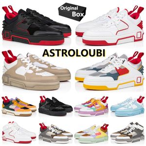 met doos Designer Schoenen Astroloubi Luxe Trainers Platform Sneakers Zwart Rood Overlays Canvas Leer Letter Klinknagel Heren Dames Joggen Wandelschoen