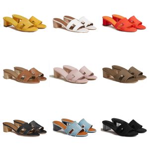 Met doosontwerper hakken sandalen h sandale carrière vrouwen schoenen 100% gunuine lederen slipper hoge hak sandaal luxe schoenen klassieke strand slippers beste kwaliteit dia's