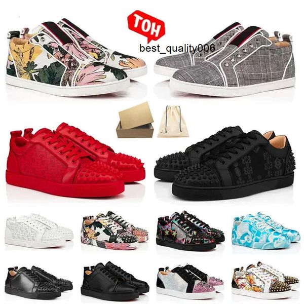 avec des mocassins de créateurs de boîte à chaussures décontractées baskets basses pour hommes pour hommes coupés coupés en cuir SP Loubotinlies Christain Christianlies Christan Christianss Rouge Bottomlies