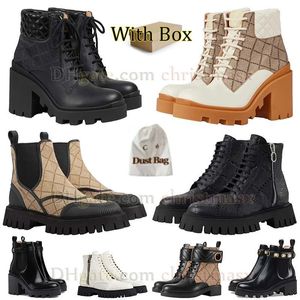 Avec boîte Designer Martin Bottes Femmes Lace Up Boot Bottes de neige Bottines Desert Boot Zipper Semelle en caoutchouc Plate-forme Talon Botte en cuir Vintage Print Classic Oxford Shoes