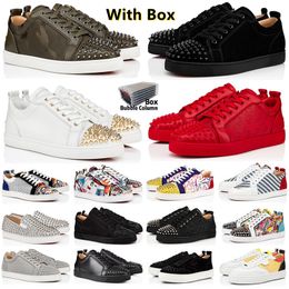 Mit Box Designer Herren Low Dress Casual Schuhe Sneakers Fashion Black White Camo Green Glitter grau rosa Leder Wildleder Männer Damen Spikes Trainer Sportschuh Sneaker