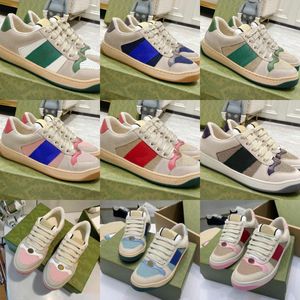 Met doos Designer Heren Damesschoenen Sneakers Dames vuile leren schoenen Blauw Rood Web Streep Trainer Veterschoenen Canvas Flats Vintage Klassieke Runner Trainers 35-44