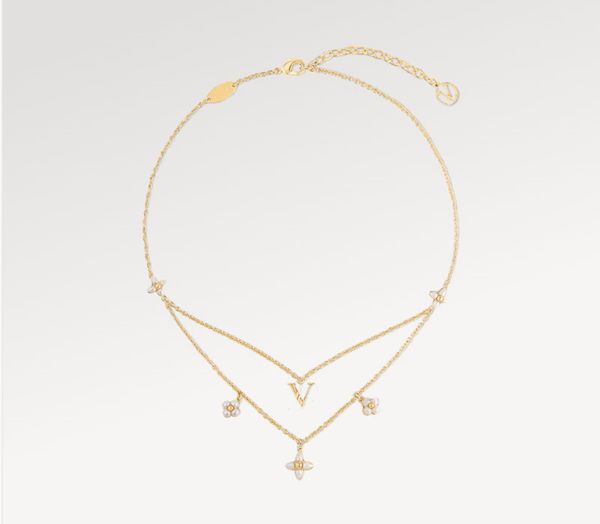 Avec un collier pendentif de créateur de boîte bijoux de bijoux de fleurs 18 km plaque d'or pour femme colliers à la mode bijoux