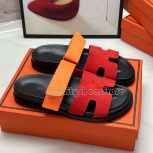 Con caja Sandalias de diseñador Zapatillas Chypre para mujer Piel de becerro Cuero Azul Lona Fucsia Naranja Negro Gamuza Pisos Diapositivas Playa de verano Mujer Sandalia Zapatos 953