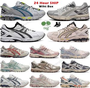 Con zapatos de diseñador de caja Zapatillas de deporte Gel Kahana8 para hombres y mujeres Zapatillas bajas de cuero transpirable Patchwork Blanco Gris Blanco Rosa al aire libre para hombre para mujer Zapatos para correr a campo traviesa