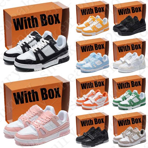 Avec Box Designer chaussures Trainer Sneaker Low pour hommes femmes Noir rose jaune bleu hommes femmes passoires baskets chaussures de sport de luxe