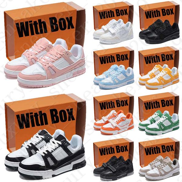 Avec Box Designer Shoes Trainer Sneaker Low pour hommes femmes Noir rose bleu hommes baskets baskets chaussures de sport de luxe