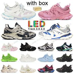 Avec Box Designer Triple-S Track 3.0 Chaussures Casual Balencaigalies Tracks LED Baskets Noir Blanc Vert Transparent Nitrogen Crystal 17FW hommes femmes formateurs en plein air