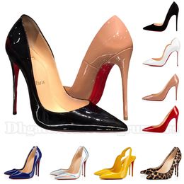 Avec une boîte de créateurs femmes chaussures à talon hauts rouges Bottons brillants 8 cm 10cm 12cm minces Redbottoms talons