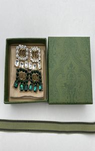 Met DOOS Diamanten Stud Oorbellen Wit Groen Grote Parel Luxe Vrouwen test Studs Vriendin Moeder Cadeau Sieraden9333348