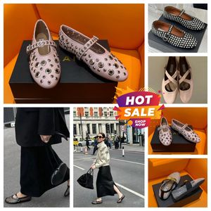 Avec des chaussures de robe de boîte Designer sandale slipper curseur plat danse femmes chaussures de bateau rond