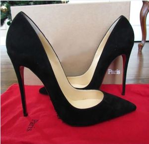 Avec boîte chaussures habillées chaussures de mode femmes chaussures en daim noir rouge-bas bout pointu talons hauts pompes talons aiguilles chaussures pour femmes semelle rouge 80mm 100mm 120mm