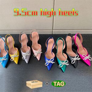 Con caja zapatos de vestir para mujer Rosie seda honda 90 tacones wihte negro amarillo naranja fucsia azul real rosa claro zapatillas de boda para mujer zapatillas de fiesta tacón alto de 95 mm