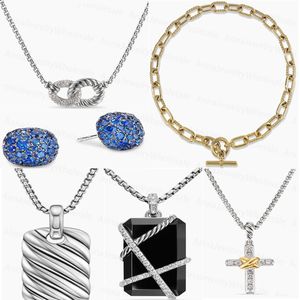 met doos dy merkontwerper hanger kettingen voor vrouwen mannen goud zilver vintage verschillende vorm diamanten ketting armband oorbellen lengte 45 cm sieradencadeau
