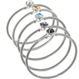 avec boîte DY perles de créateurs tête ronde bracelets de charme pour femmes hommes mode polyvalent fil torsadé plaqué or 18 carats bracelet de diamant multicolore bijoux de luxe