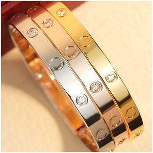 Avec boîte Bracelet de mode bracelet en acier inoxydable Bracelets célèbres créateurs de luxe marque bijoux pour femmes Couple vis amour 6mm 4 diamants en gros AAA