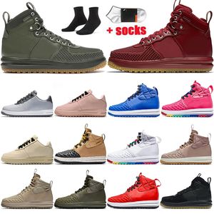 Nike Lunar Force 1 Duckboot Duck Boot Zapatos para correr Hombres Mujeres Tamaño EE. UU. 13 Blanco Off Multi Outdoor Off High Sneakers Trainers
