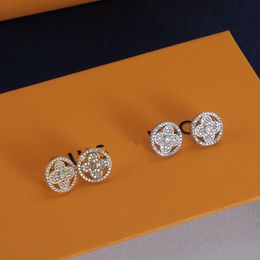 Met doos goud zilver oorknopjes ontwerpers voor vrouwen luxe oorbellen bloem ontwerp roestvrij staal oorknopjes dames oorbel 925 sieraden accessoires