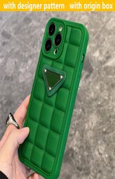 Avec BOX Green Purple Cube Phone Cases Designer pour Ipone 13 ProMax 12 11 XS Max XR PhoneCase Hommes Femmes Téléphone portable Protéger Shell H8792003