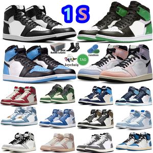 Met doos high 1 1s heren basketbalschoenen voor vrouwen skyline mokka lucky green universiteit zwarte teen unc gewassen zwart witte podium waas dames trainers sport sneakers