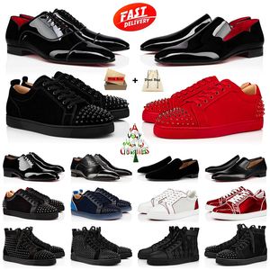 Met doos hoogwaardige goedkope designer schoenen rode bodems heren schoenen bruiloft trouwen feest kleding schoenen gemaakt in Italië loafers schoenen bordvormige trainers sneakers groot formaat