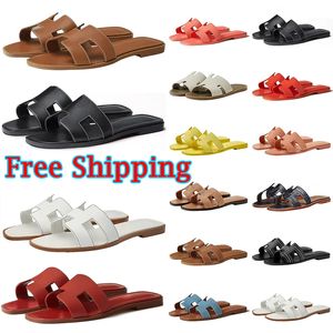 Déscripteur en livraison gratuite Oran Sandals Luxurys Slides Sliders Slippers Foosers Floral Slipper Cuir Rubber Flats Noir Blanc Brown Sandals Chaussures d'été 36-42